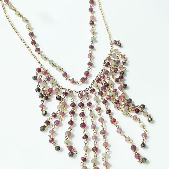 NEW Anthropologie x Ela Rae Freda 2 Layer Ruby Necklace - Picture 11 of 16